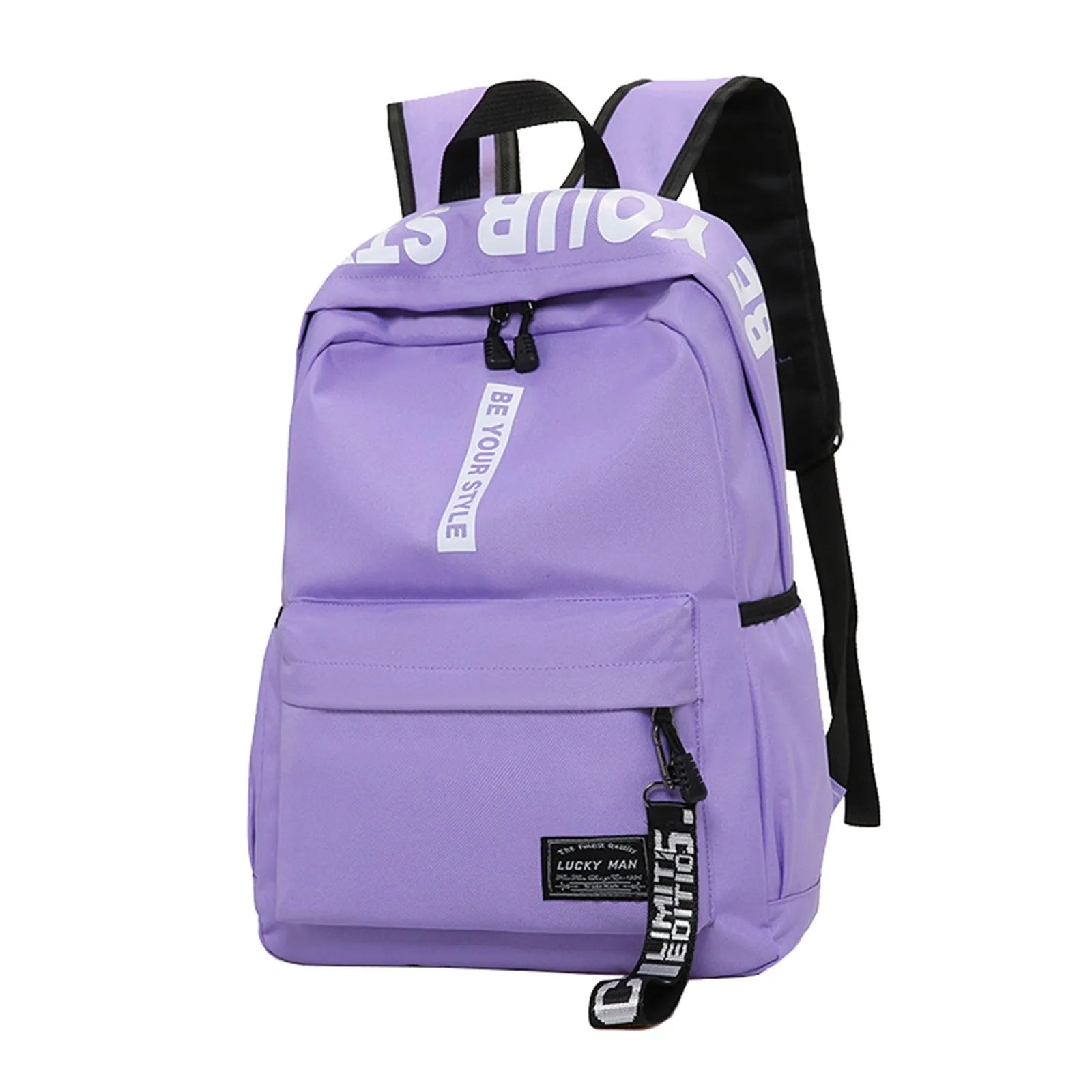 Fashionable Lightweight Student Backpack Customizable Logo Casual Dual-Shoulder Bag Arc Shoulder Strap Polyester Lining Oxford