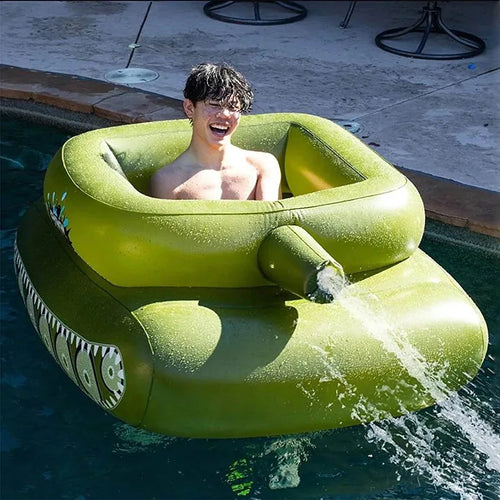 Big Size Summer Giant Tank with Watergun Inflatable Toys Floating Truck Pool Floats Water Spray Beach Party Games Adults Seats