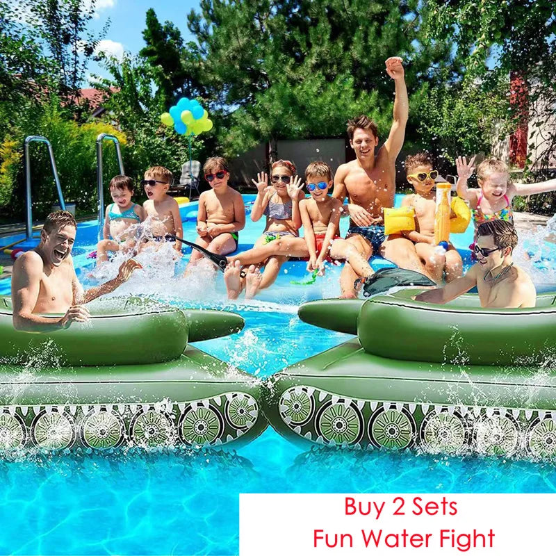 Big Size Summer Giant Tank with Watergun Inflatable Toys Floating Truck Pool Floats Water Spray Beach Party Games Adults Seats