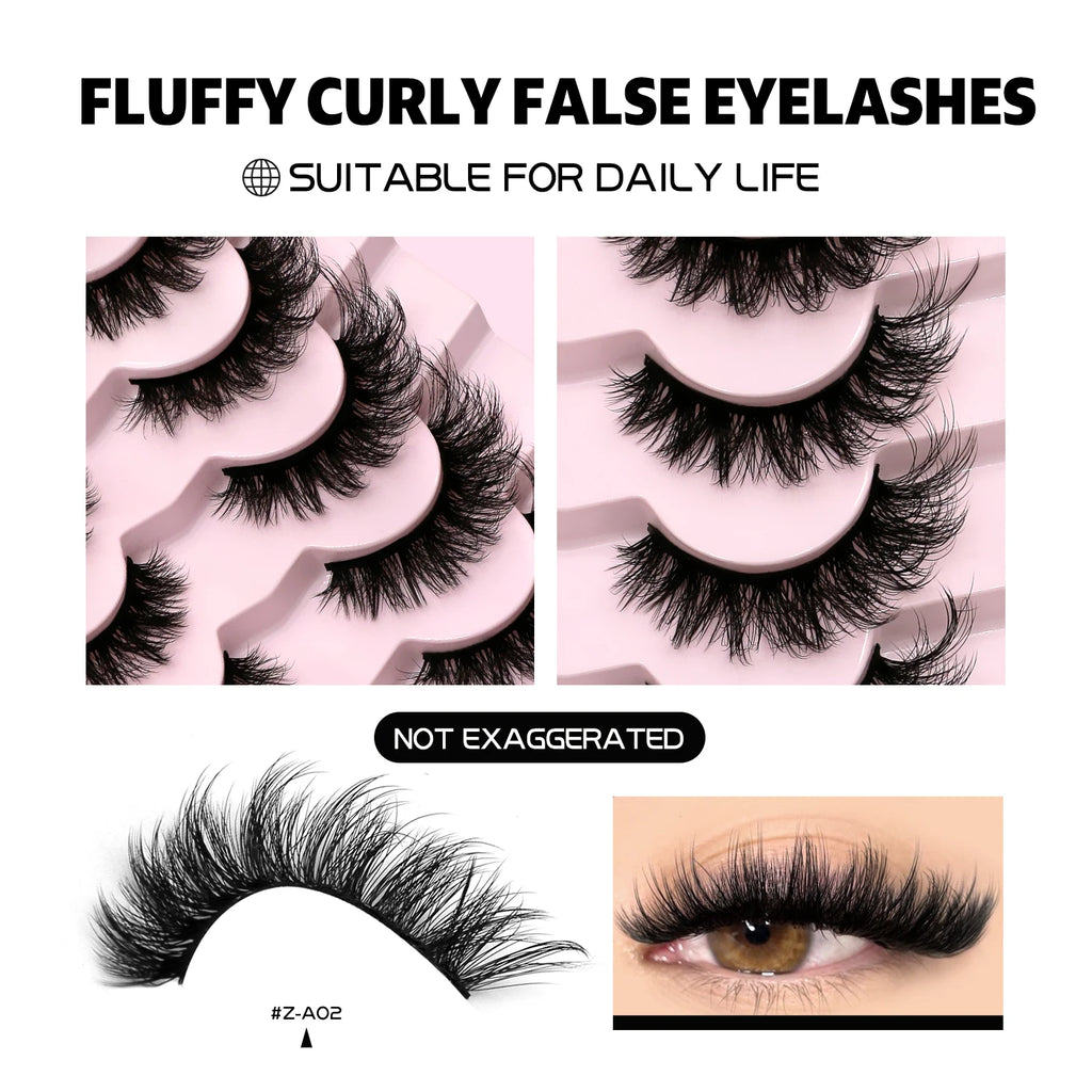 GROINNEYA False Eyelashes 3D Mink Lashes Cat Eyelashes Fluffy Wispy Volume Lashes Fake Eyelashes Natural Lashes Strips Makeup