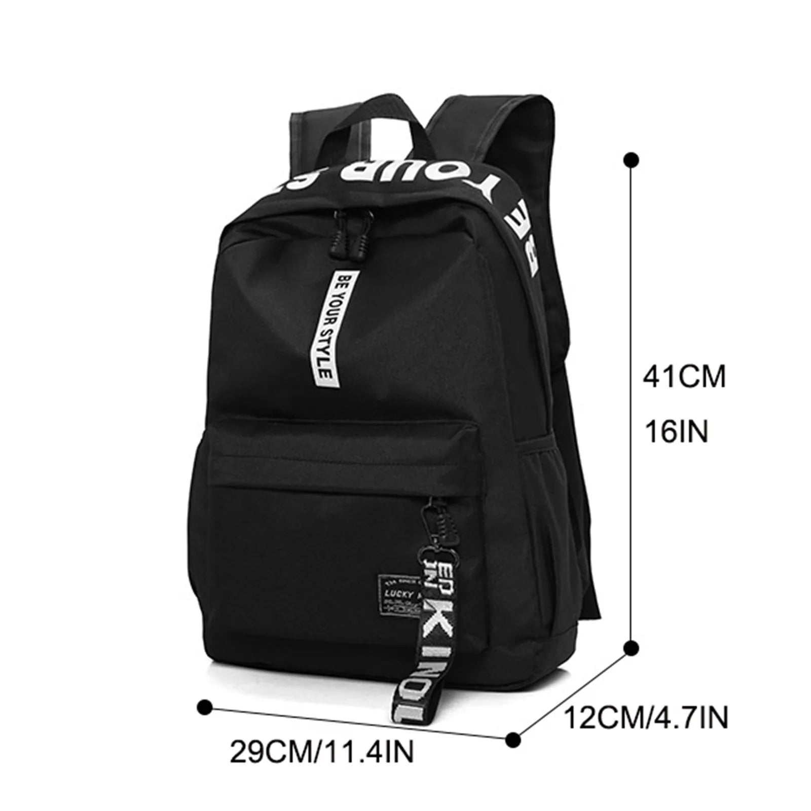 Fashionable Lightweight Student Backpack Customizable Logo Casual Dual-Shoulder Bag Arc Shoulder Strap Polyester Lining Oxford
