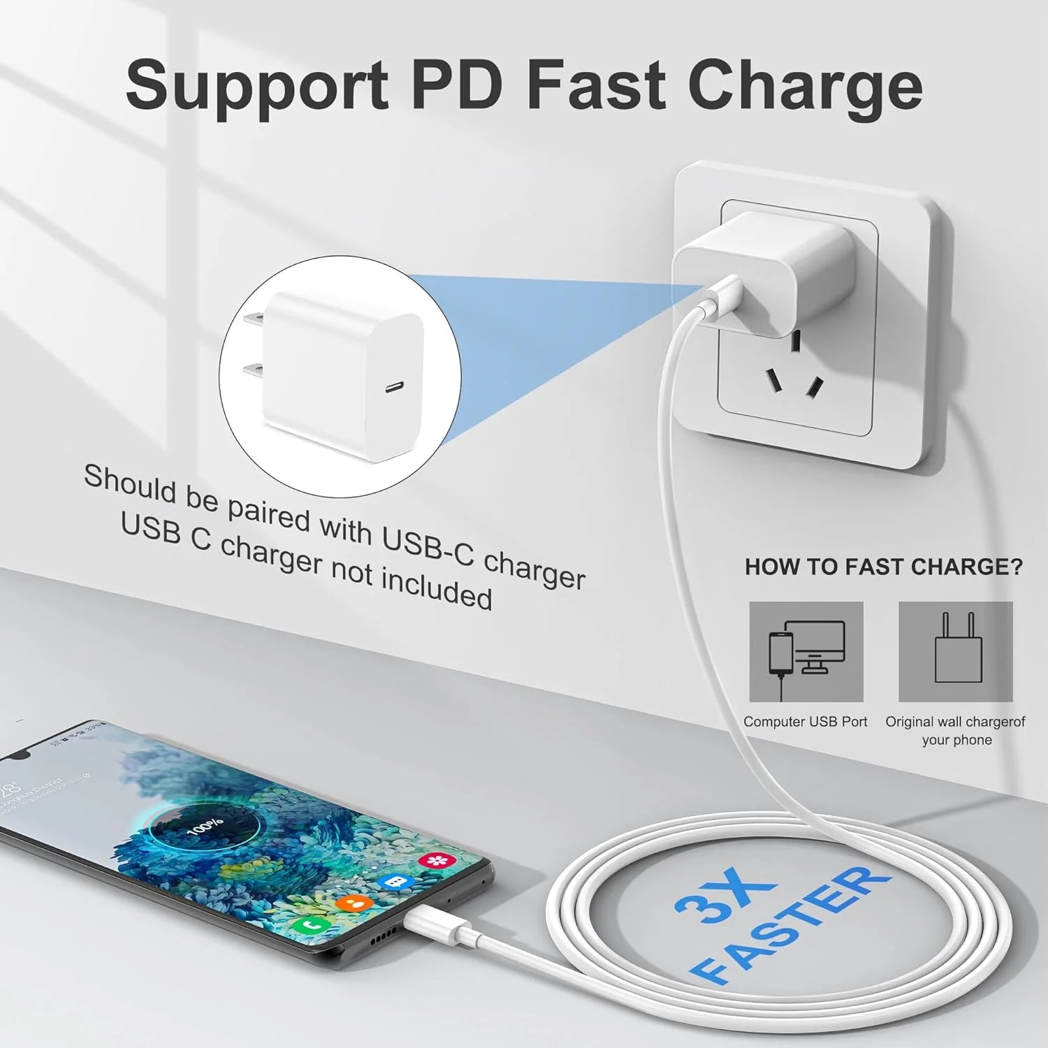 10 PACK for Samsung USB-C to USB-C Fast Charge Cable Charging Cord Type Charger